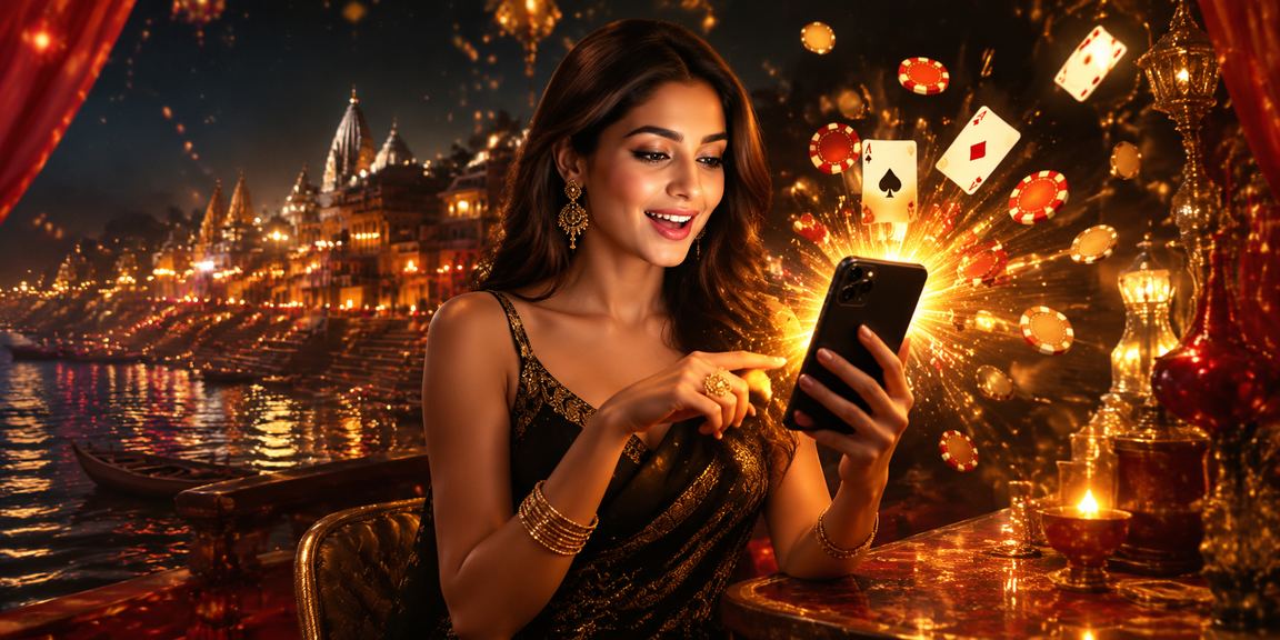 Players enjoying Teen Patti game at night in Varanasi Ghat